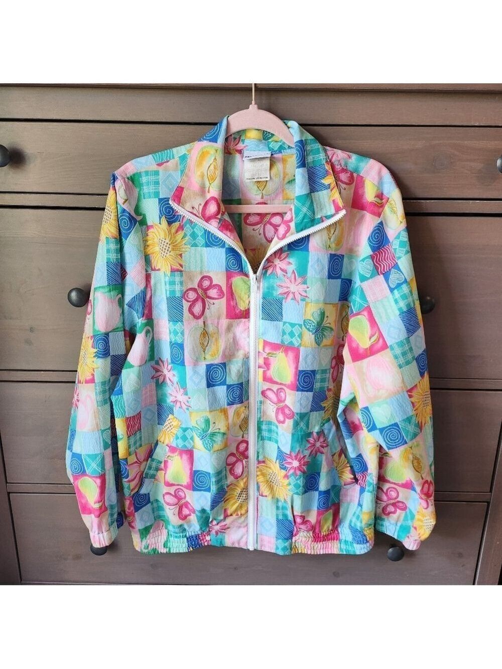 VINTAGE Colorful Patchwork Women's Windbreaker Jacket